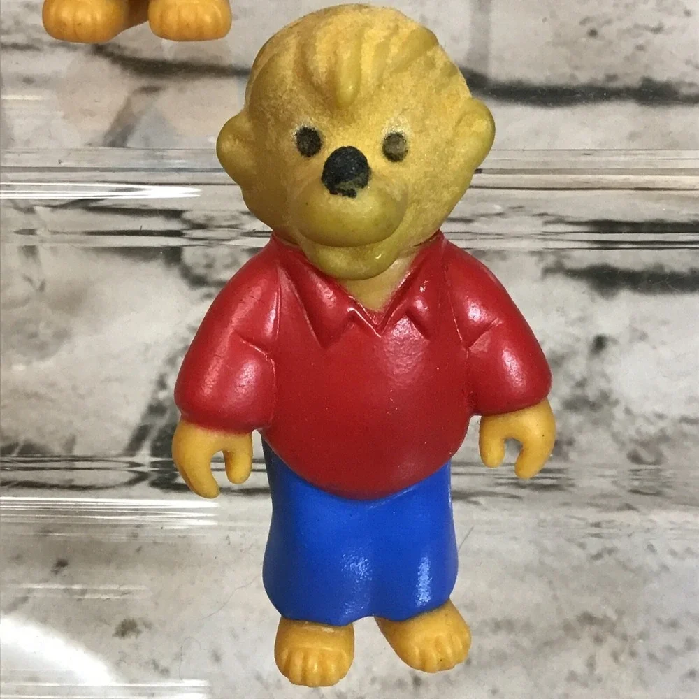 Vintage‎ 80's Berenstain Bears Flocked Figures Lot Of 3 Papa Mama Brother